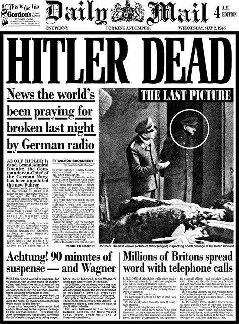 Death Of Hitler Newspaper