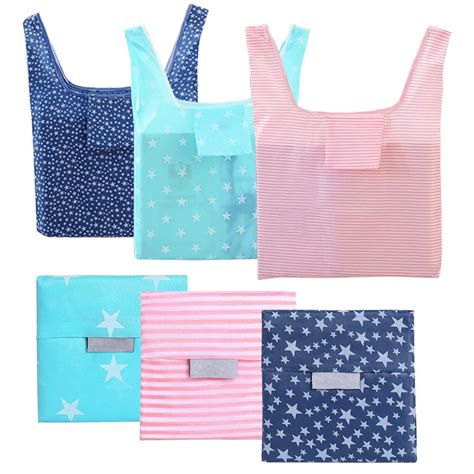 6 Pack Reusable Grocery Bags, Foldable Eco Friendly Shopping Tote ...