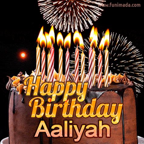 Chocolate Happy Birthday Cake for Aaliyah (GIF) | Funimada.com