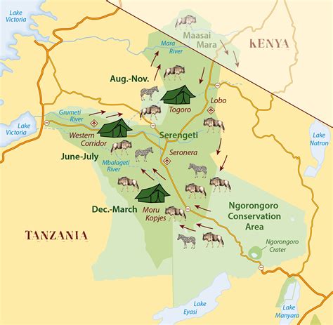 map of Serengeti – wildebeest migration | Wilkinson Tours