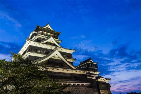 Kumamoto Castle at Night in Kumamoto, Kyushu, Japan. Stock Photo ...