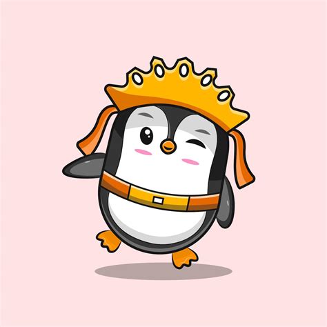 cute penguin with crown on head 5835248 Vector Art at Vecteezy