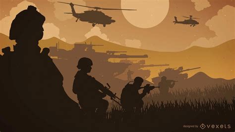 War Front Line Silhouette Illustration Vector Download