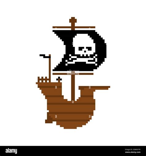 Pirate ship pixel art. Pirates 8 bit. pixelated vector illustration ...