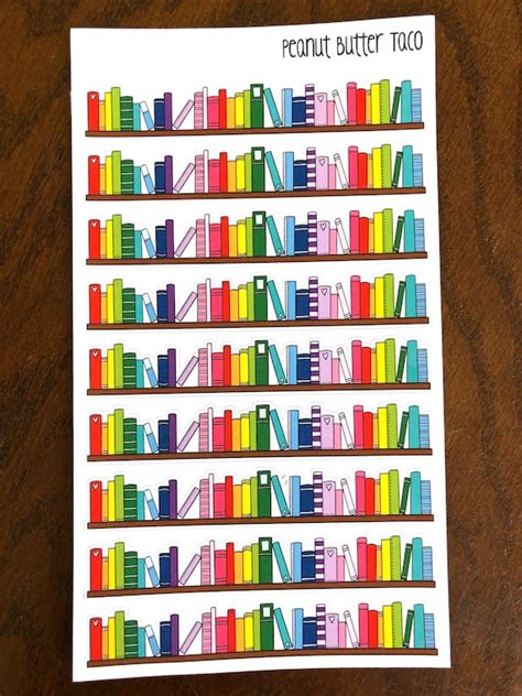 Long Rainbow Bookshelves Bookshelf Planner Stickers | Etsy