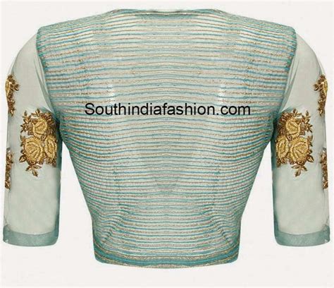 Boat Neck Blouse with Floral Embroidery – South India Fashion