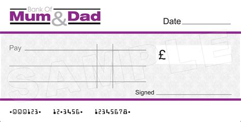 Details About Large Blank Bank Of Mum & Dad Cheque | Dads pertaining to ...