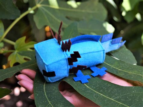 Minecraft Axolotl blue Mini plush toy 6 | Etsy