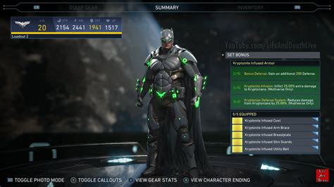 Batman's 'Kryptonite Infused Armor' Epic Gear set | Injustice 2 ...