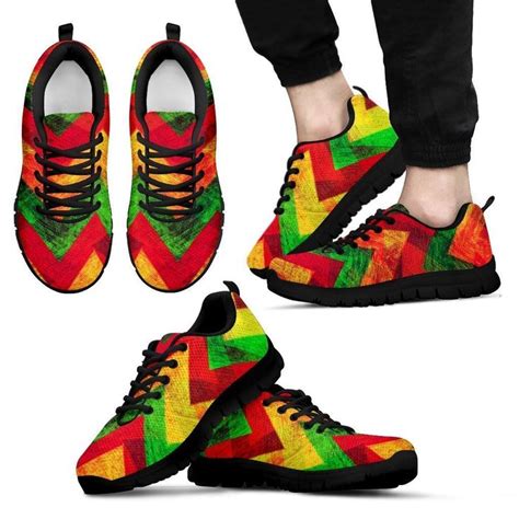 Zig Zag Reggae Pattern Print Men's Sneakers | Mens athletic shoes ...