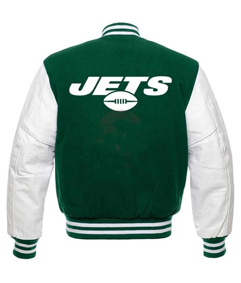 Green and White New York Jets Varsity Jacket - Jackets Creator