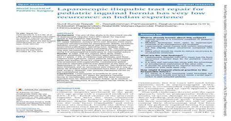 Laparoscopic iliopubic tract repair for pediatric inguinal ...the ...