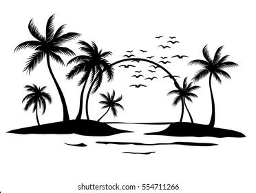 Sunrise Between Palms Stock Vector (Royalty Free) 554711266 | Shutterstock