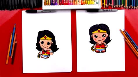 How To Draw Cartoon Wonder Woman - Art For Kids Hub