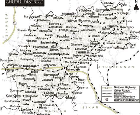 Churu District Map - View Churu District Road Map of Churu District