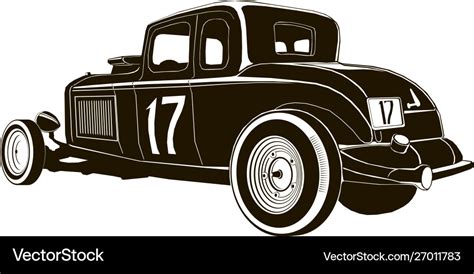 Vintage hot rod drawing graphic isolated Vector Image