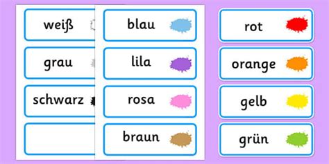 German Colour Word Cards (teacher made) - Twinkl