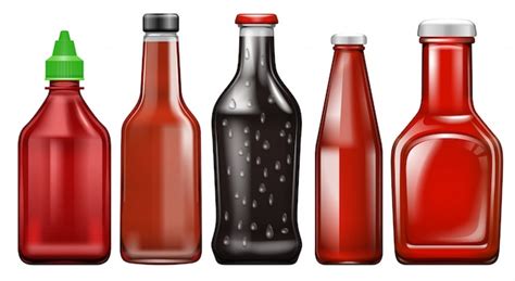 Premium Vector | Set of different sauce bottle