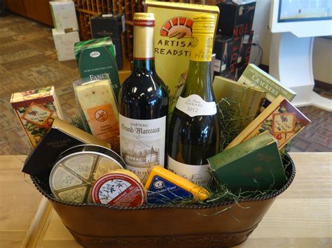 A decadent Wine and Cheese basket | Cheese baskets, Wine and spirits ...