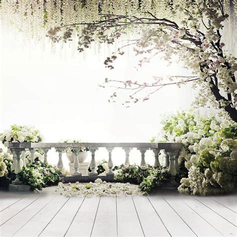 Garden Balcony Spring Blossoms Wedding Background Photography Printed ...