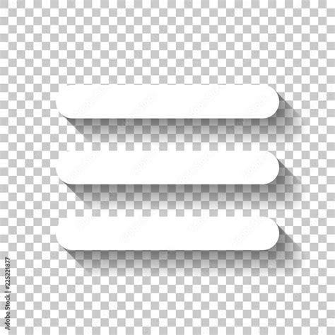 Hamburger menu. Web icon. White icon with shadow on transparent Stock ...