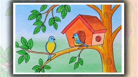 Bird Drawing For Kids, Scenery Drawing For Kids, Drawing Lessons For ...