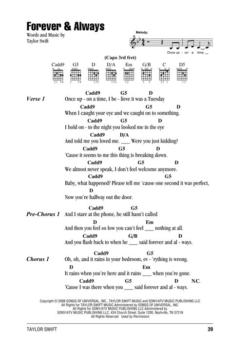 Forever & Always by Taylor Swift - Guitar Chords/Lyrics - Guitar Instructor