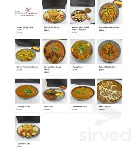 Clove & Cardamom Restaurant menu in Columbia, Maryland, USA