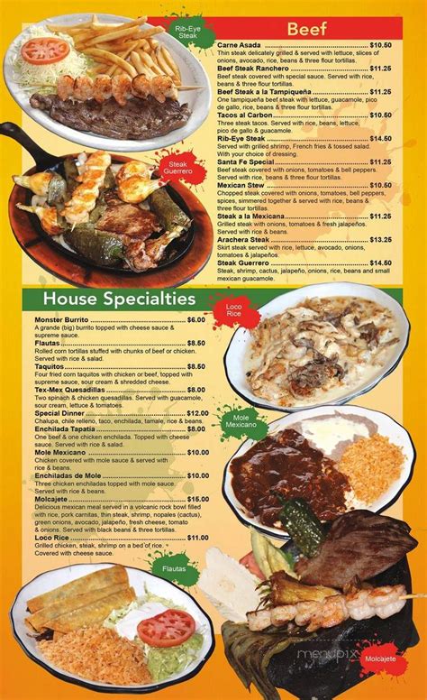 Menu of Santa Fe Mexican Grill in Largo, FL 33770