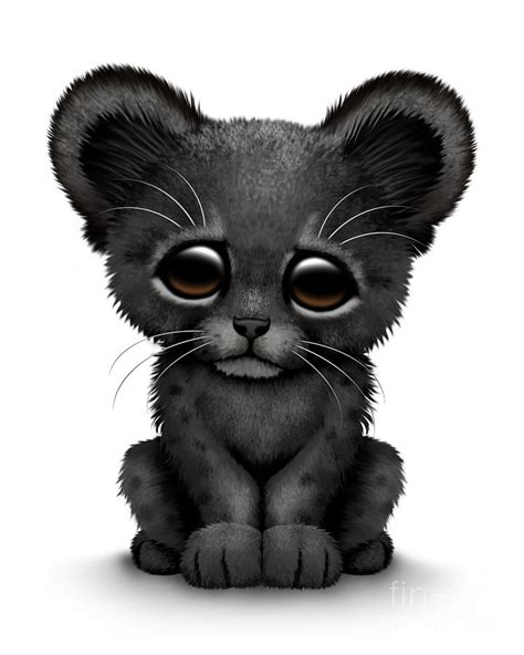 Cute Baby Black Panther Cub Digital Art by Jeff Bartels | Pixels