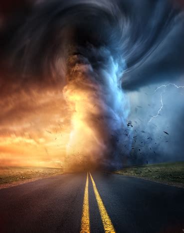 A Powerful Tornado At Sunset Stock Photo - Download Image Now - iStock