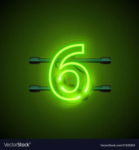 Neon city font sign number 6 signboard six Vector Image