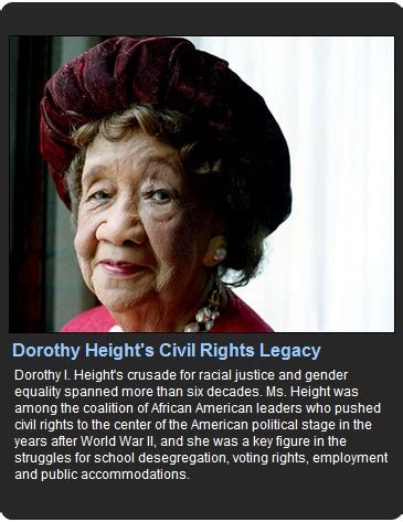 DOROTHY HEIGHT'S CIVIL RIGHTS LEGACY | Dorothy height, Black history ...