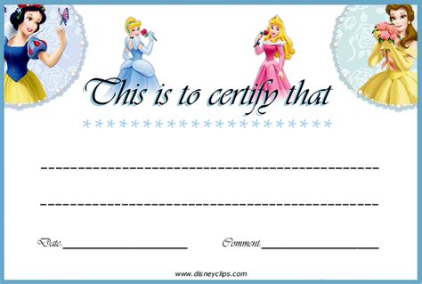 Walt Disney Crafts - Snow White, Cinderella, Aurora, Belle Certificate ...