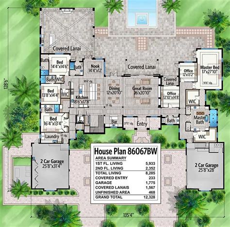 Stunning 7-Bed Luxury House Plan - 86067BW