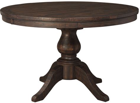 Trudell Dark Brown Round Extendable Pedestal Dining Table from Ashley ...