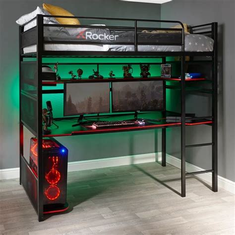 Gaming Beds | X Rocker Battlebunk Bunk Bed with Gaming Desk - Black ...