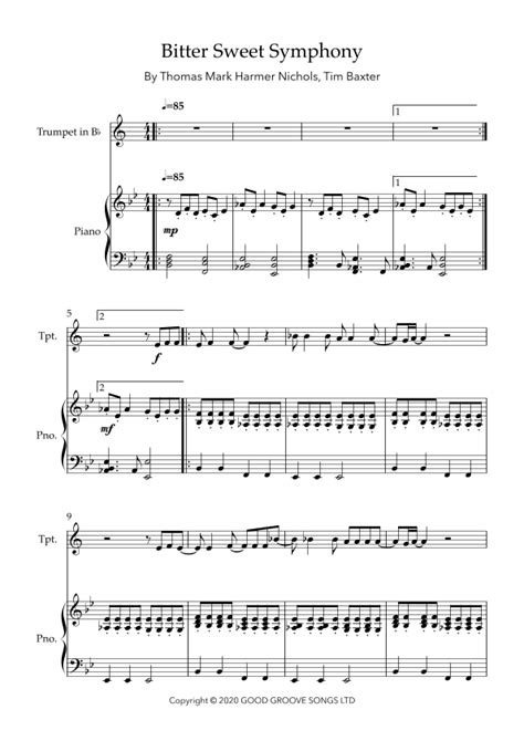 Bittersweet Symphony (arr. Matthew pyeon) Sheet Music | Tim Baxter ...