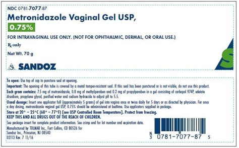 Metronidazole Vaginal Gel - FDA prescribing information, side effects ...