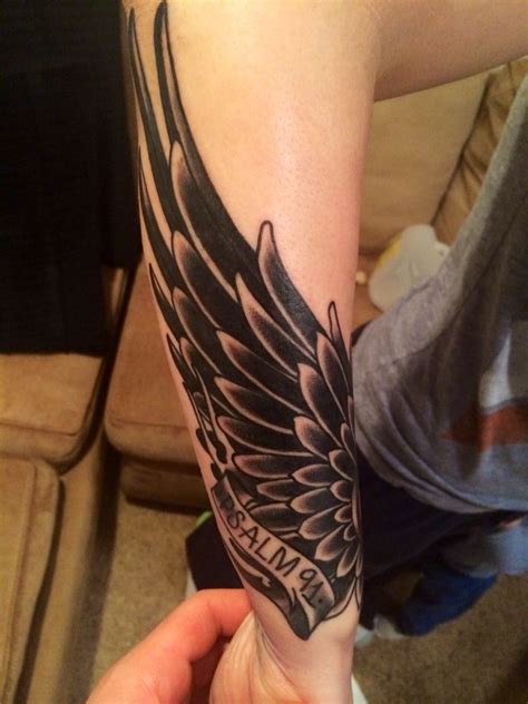 Wing Tattoo "He will cover you with His feathers, and under His wings ...