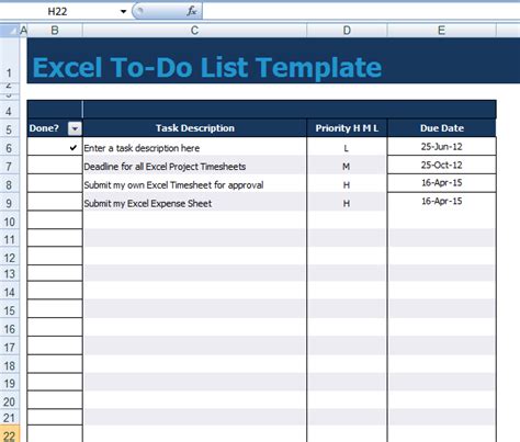 Get To Do List Template Excel (xls) - Microsoft Excel Templates