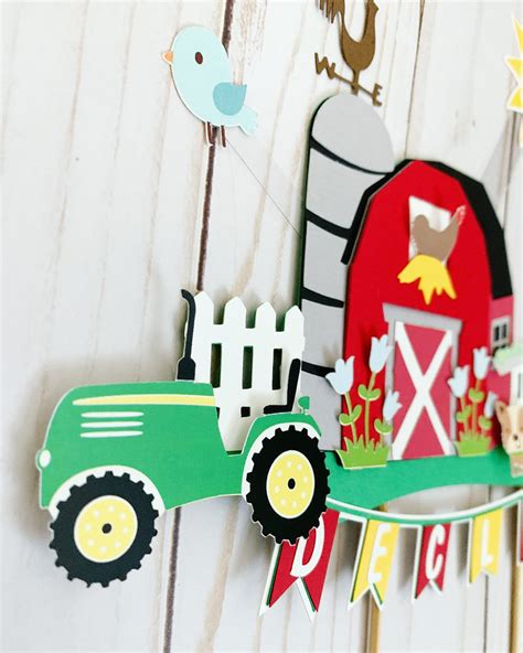 Tractor and Barn Cake Topper Barnyard Birthday Decorations - Etsy