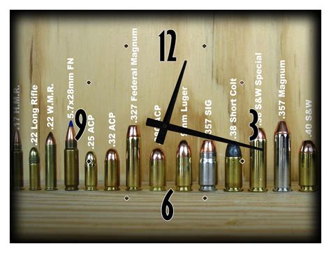 Wall Clock on Canvas Print Gun Bullet Caliber Chart Guide Sporting ...