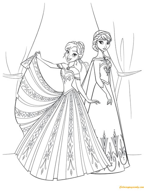 The Sisters Anna And Elsa Coloring Page - Free Printable Coloring Pages