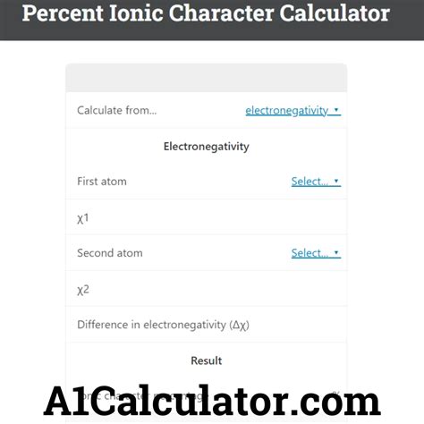 Percent Ionic Character Calculator Free - A1Calculator