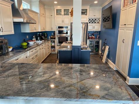 Does anyone have Ijen Blue Quartzite in their home? | Blue countertops ...