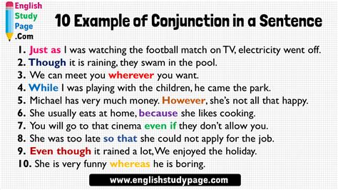 10 Example of Conjunction in a Sentence - English Study Page