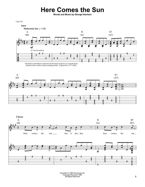 Here Comes The Sun by The Beatles - Guitar Tab Play-Along - Guitar ...