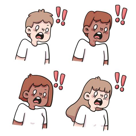 people shocked reaction set cute cartoon illustration 1893299 Vector ...