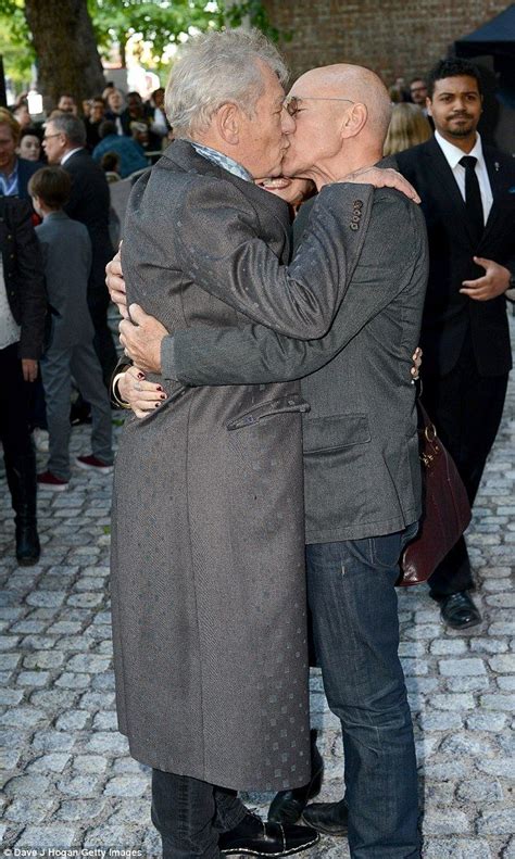 Patrick Stewart shares a passionate embrace with Sir Ian McKellen ...